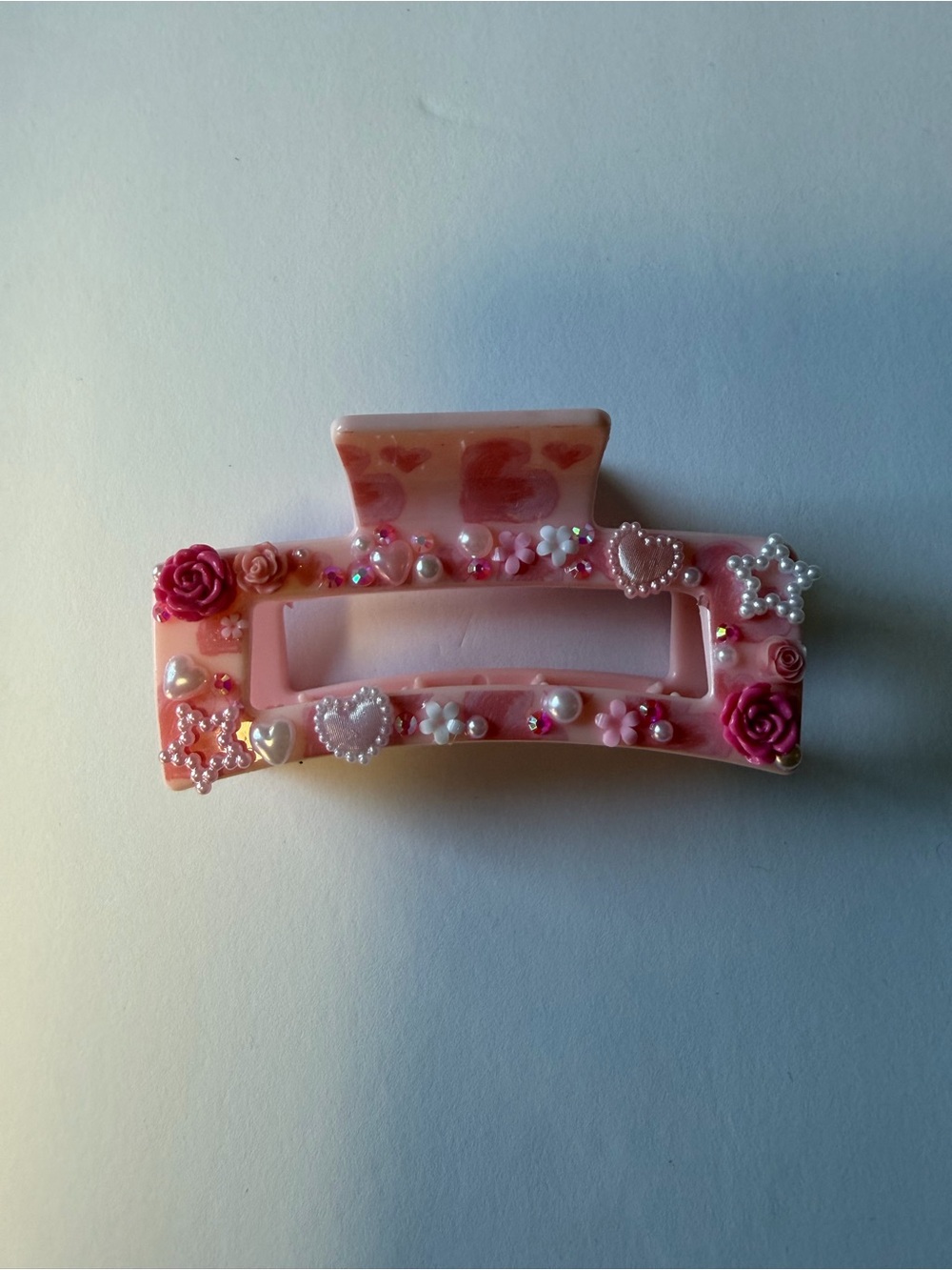 Pink Decorative Pearl & Rose Hair Clip for Women